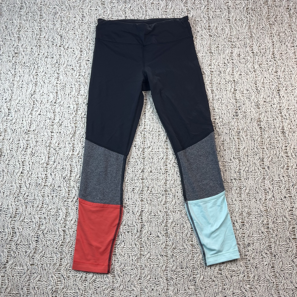 Lululemon Leggings Womens 6 Black Colorblock Red Mint Yoga High Waistband